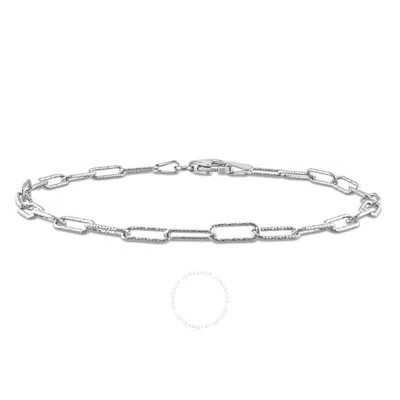 Amour 3mm Fancy Paperclip Chain Bracelet In Sterling Silver In Metallic