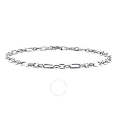 Amour 3mm Figaro Rolo Chain Bracelet In Sterling Silver In White