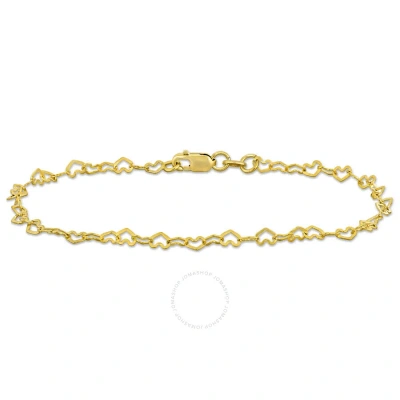 Amour 3mm Heart Link Anklet In 14k Gold - 9 In. In Yellow
