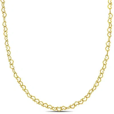 Pre-owned Amour 3mm Heart Link Necklace In 14k Yellow Gold - 18 In