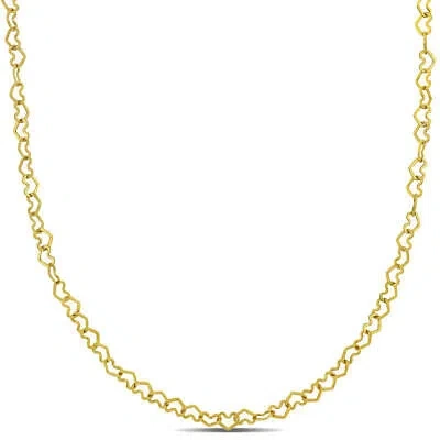 Pre-owned Amour 3mm Heart Link Necklace In 14k Yellow Gold - 20 In