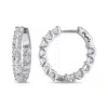 Amour 4 1/10 Ct Tgw Created White Sapphire Inside Outside Hoop Earrings In Sterling Silver In Silver / White