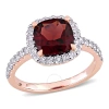 AMOUR AMOUR 4 1/10 CT TGW GARNET AND WHITE TOPAZ HALO RING IN 10K ROSE GOLD