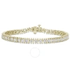AMOUR AMOUR 4 1/2 CT DEW CREATED MOISSANITE BAR TENNIS BRACELET IN YELLOW PLATED STERLING SILVER