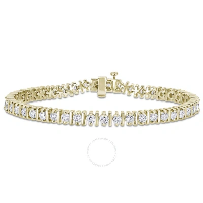 Amour 4 1/2 Ct Dew Created Moissanite Bar Tennis Bracelet In Yellow Plated Sterling Silver In Gray