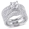 AMOUR AMOUR 4 1/5 CT TGW CREATED WHITE SAPPHIRE BRIDAL SET IN STERLING SILVER