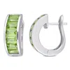 Amour 4 1/5 Ct Tgw Peridot Hoop Earring In Sterling Silver In White