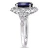AMOUR AMOUR 4 1/6 CT TGW CREATED SAPPHIRE AND 1/5 CT TW DIAMOND VINTAGE COCKTAIL RING IN 10K WHITE GOLD