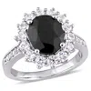 Amour 4 3/4 Ct Tgw Black Sapphire And Created White Sapphire Ring In Sterling Silver In White