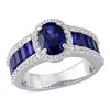 AMOUR AMOUR 4 3/4 CT TGW CREATED BLUE SAPPHIRE AND CREATED WHITE SAPPHIRE VINTAGE HALO RING IN STERLING SI