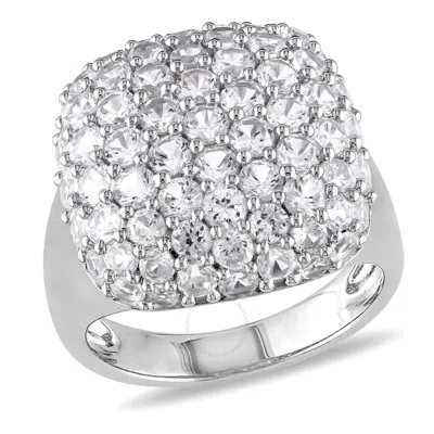Amour 4 3/4 Ct Tgw Created White Sapphire Pave Cocktail Ring In Sterling Silver In Metallic