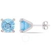 AMOUR AMOUR 4 3/4 CT TGW SKY BLUE TOPAZ AND DIAMOND ACCENT MARTINI STUD EARRINGS IN 10K WHITE GOLD