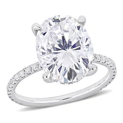Pre-owned Amour 4 7/8 Ct Dew Oval Created Moissanite Engagement Ring In 10k White Gold