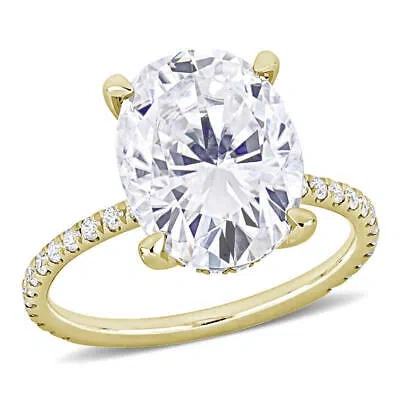 Pre-owned Amour 4 7/8 Ct Dew Oval Created Moissanite Engagement Ring In 10k Yellow Gold