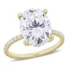 AMOUR AMOUR 4 7/8 CT DEW OVAL CREATED MOISSANITE ENGAGEMENT RING IN 10K YELLOW GOLD