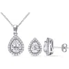 Amour 4 7/8 Ct Tgw Created White Sapphire Teardrop Halo Pendant With Chain And Stud Earrings 2-piece In White