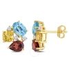 AMOUR AMOUR 4 7/8 CT TGW MULTI-COLOR GEMSTONE STUD EARRINGS IN YELLOW PLATED STERLING SILVER