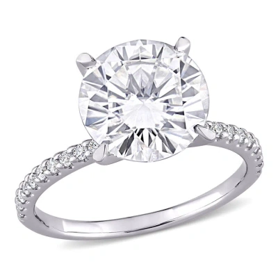 Amour 4 Ct Dew Created Moissanite Engagement Ring In 10k White Gold In Orange