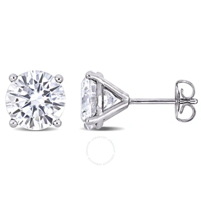 Amour 4 Ct Dew Created Moissanite Solitaire Stud Earrings In 14k White Gold