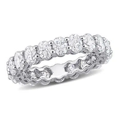 Pre-owned Amour 4 Ct Dew Oval Created Moissanite Eternity Ring In 14k White Gold