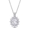 AMOUR AMOUR 4 CT TGW CREATED WHITE SAPPHIRE AND DIAMOND ACCENT FLORAL HALO PENDANT WITH CHAIN IN STERLING 