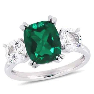 Pre-owned Amour 4 Ct Tgw Cushion-cut Created Emerald And Created White Sapphire