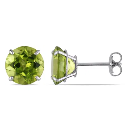 Amour 14k White Gold 4 Ct Tgw Peridot Stud Earrings