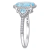 AMOUR AMOUR 4 CT TGW SKY-BLUE TOPAZ AND 1/4 CT TW DIAMOND 3-STONE HALO RING IN 14K WHITE GOLD