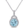 Amour 4 Ct Tgw White And Sky-blue Topaz Pendant With Chain In Sterling Silver In White