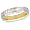 AMOUR AMOUR 4 MM LIGHTWEIGHT TEXTURED LADIES WEDDING BAND IN 10K TWO-TONE WHITE AND YELLOW GOLD