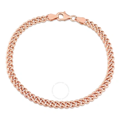 Amour 4.4mm Curb Link Chain Bracelet In Rose Plated Sterling Silver In Rose Gold-tone