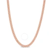 Amour 4.4mm Curb Link Chain Necklace In Rose Plated Sterling Silver In Pink