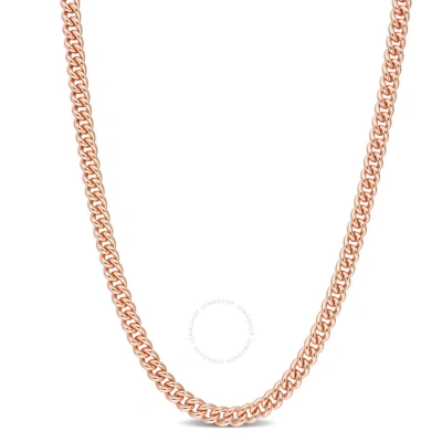 Amour 4.4mm Curb Link Chain Necklace In Rose Plated Sterling Silver In Rose Gold-tone