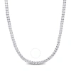 AMOUR AMOUR 44 CT TGW SQUARE CREATED WHITE SAPPHIRE MEN'S TENNIS NECKLACE IN STERLING SILVER