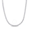 Amour 44 Ct Tgw Square Created White Sapphire Men's Tennis Necklace In Sterling Silver In White