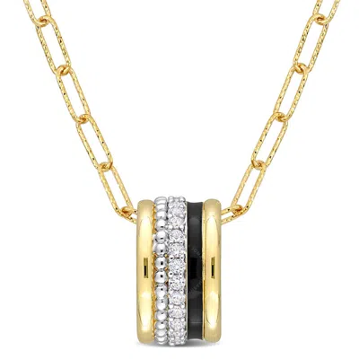Amour 4/5 Ct Tgw Created White Sapphire Multi-textured Circular Pendant With Chain In Yellow Plated In Gold