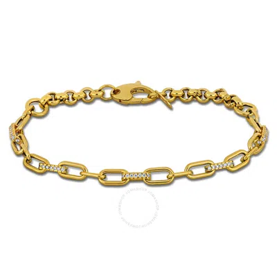 Amour 4/5 Ct Tgw Cubic Zirconia Rectangular Rolo Link Bracelet In 14k Yellow Gold -7.5 In