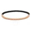 Amour 4mm Black Titanium Spring Bead Elastic Rose Plated Sterling Silver Bracelet - 7.25 In In Pink/rose Gold Tone/gold Tone