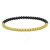 Amour 4mm Black Titanium Spring Bead Elastic Yellow Plated Sterling Silver Bracelet - 7.25 In In Yellow