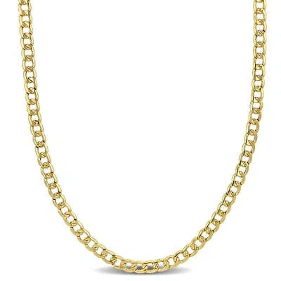 Pre-owned Amour 4mm Curb Link Chain Necklace In 14k Yellow Gold, 18 In