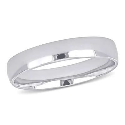 Amour 4mm Finish Wedding Band In 14k White Gold In Silver