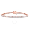 Amour 5 1/10 Ct Dew Created Moissanite Tennis Bracelet In Rose Gold Plated Sterling Silver In Rose Gold-tone