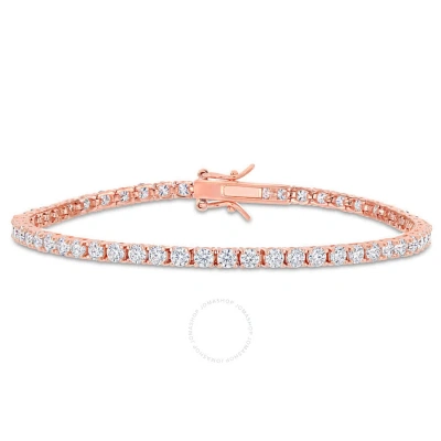 Amour 5 1/10 Ct Dew Created Moissanite Tennis Bracelet In Rose Gold Plated Sterling Silver In Rose Gold-tone