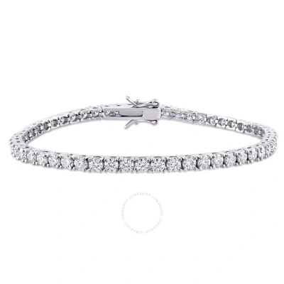 Amour 5 1/10 Ct Dew Created Moissanite Tennis Bracelet In Sterling Silver In White