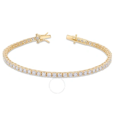 Amour 5 1/10 Ct Dew Created Moissanite Tennis Bracelet In Yellow Plated Sterling Silver