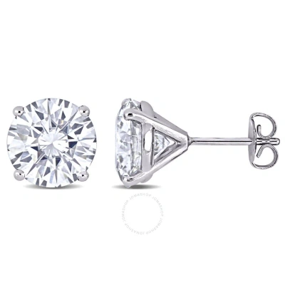 Amour 5-1/2 Ct Dew Created Moissanite Solitaire Stud Earrings In 14k White Gold