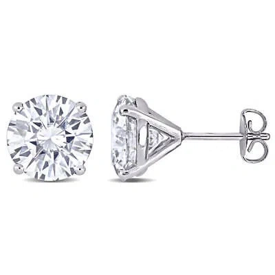 Pre-owned Amour 5-1/2 Ct Dew Created Moissanite Solitaire Stud Earrings In 14k White Gold