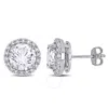 AMOUR AMOUR 5 1/2 CT TGW CREATED WHITE SAPPHIRE HALO STUD EARRINGS IN STERLING SILVER