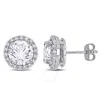 Amour 5 1/2 Ct Tgw Created White Sapphire Halo Stud Earrings In Sterling Silver In White