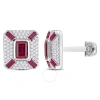 AMOUR AMOUR 5-1/4CT TGW OCTAGON AND BAGUETTE-CUT CREATED RUBY AND CREATED WHITE SAPPHIRE CUFFLINKS IN STER